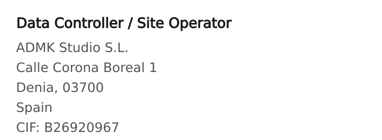 Company registration details of the site operator